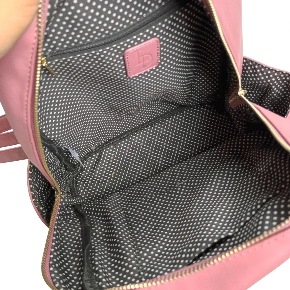 BP Mini Backpack Womens Small Pink Quilted Faux Leather Tassel Gold
